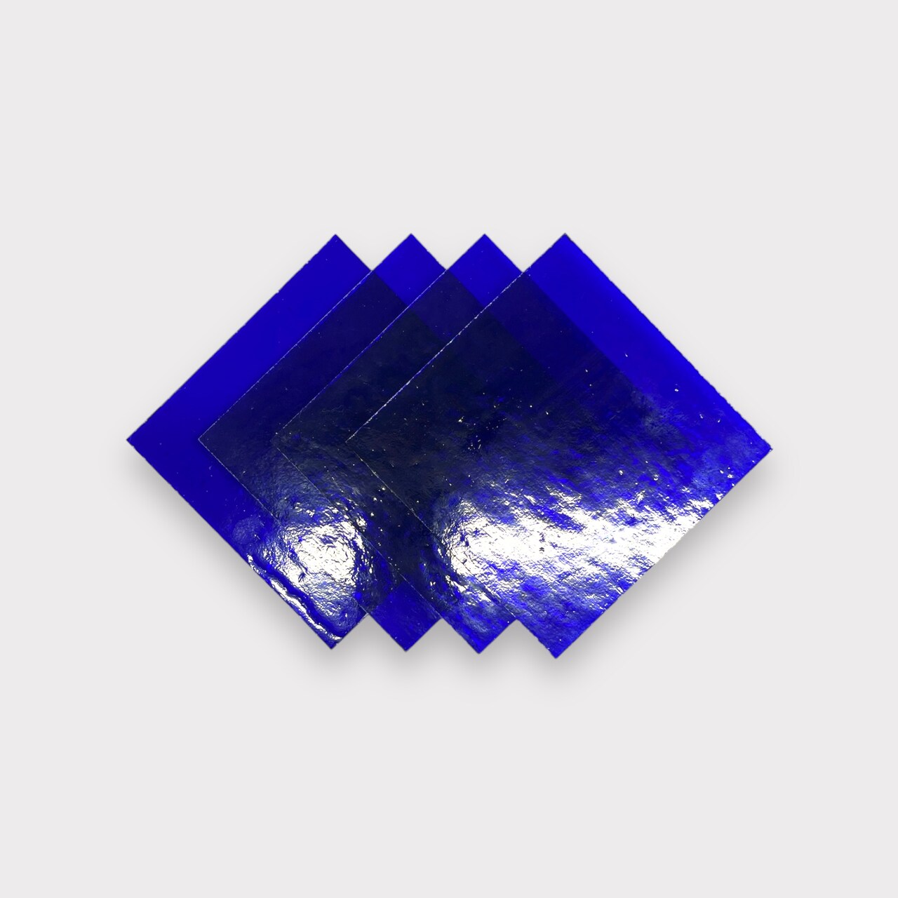 Midnight Blue Transparent COE 96 Fusible Glass Sheets / Mosaic Squares - 4 Pack